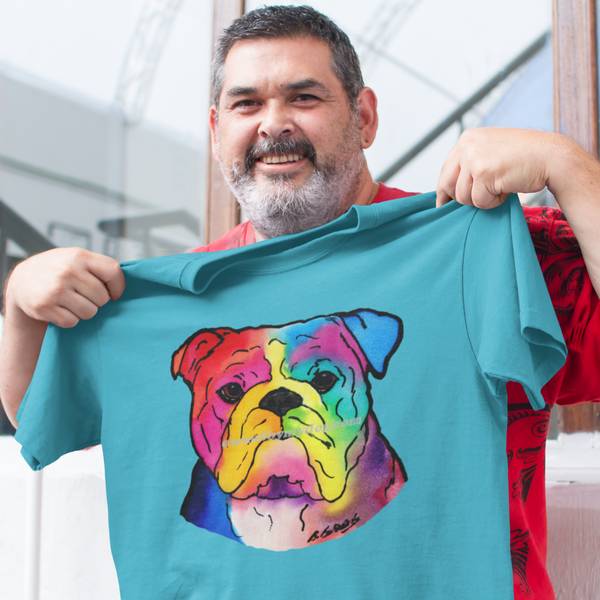 English Bulldog colorful dog t-shirt