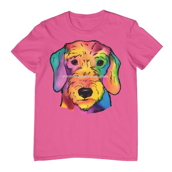 dachshund wirehaired2 shirt pink 600
