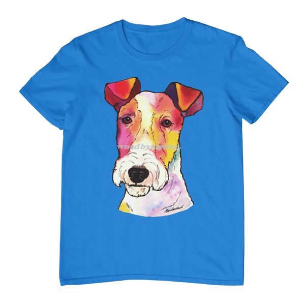 wire fox terrier shirt blue 600